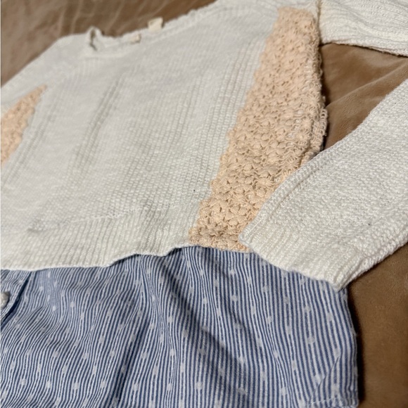 Anthropologie Moth Cream and Blue Sweater Twofer Top Small Women’s - Picture 2 of 5